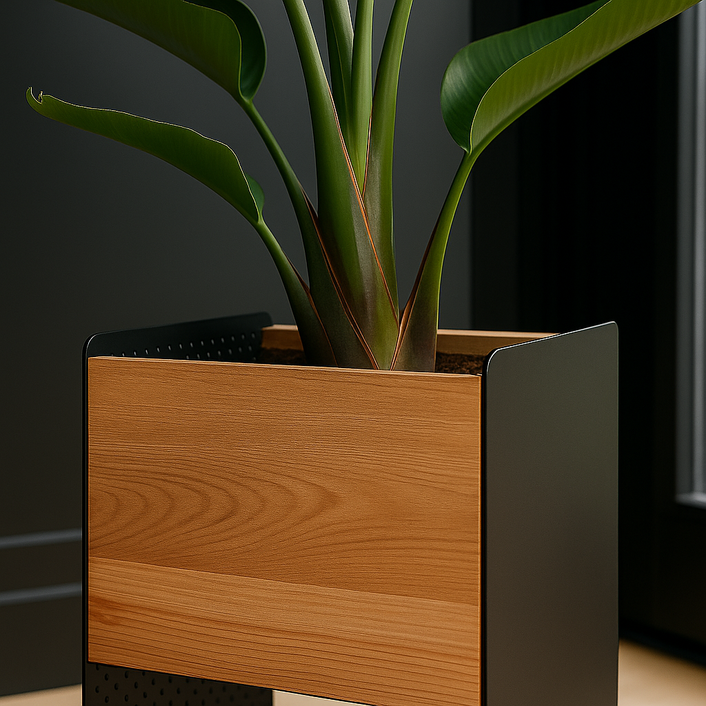 Handcrafted wooden and metal indoor planter stand for Indian homes