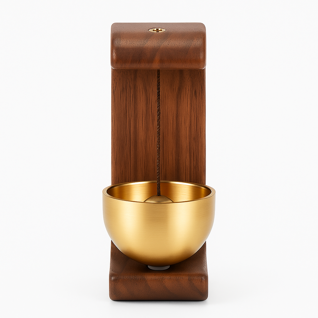 Luxury Wooden & Brass Wall Hanging Doorbell – Minimalist Home Decor