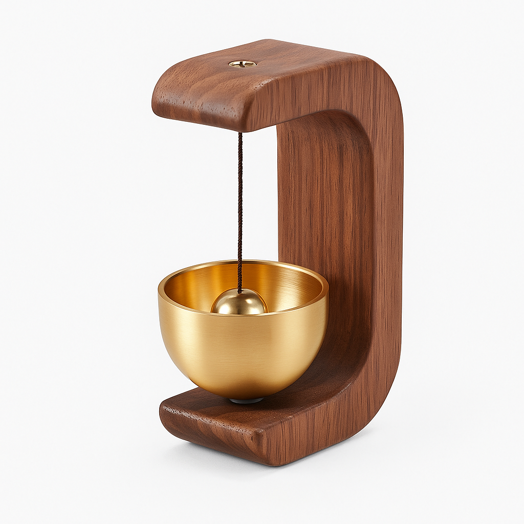 Luxury Wooden & Brass Wall Hanging Doorbell – Minimalist Home Decor