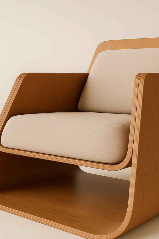 Modern Handmade Wooden Lounge Chair – Minimalist Design with Premium Cushion