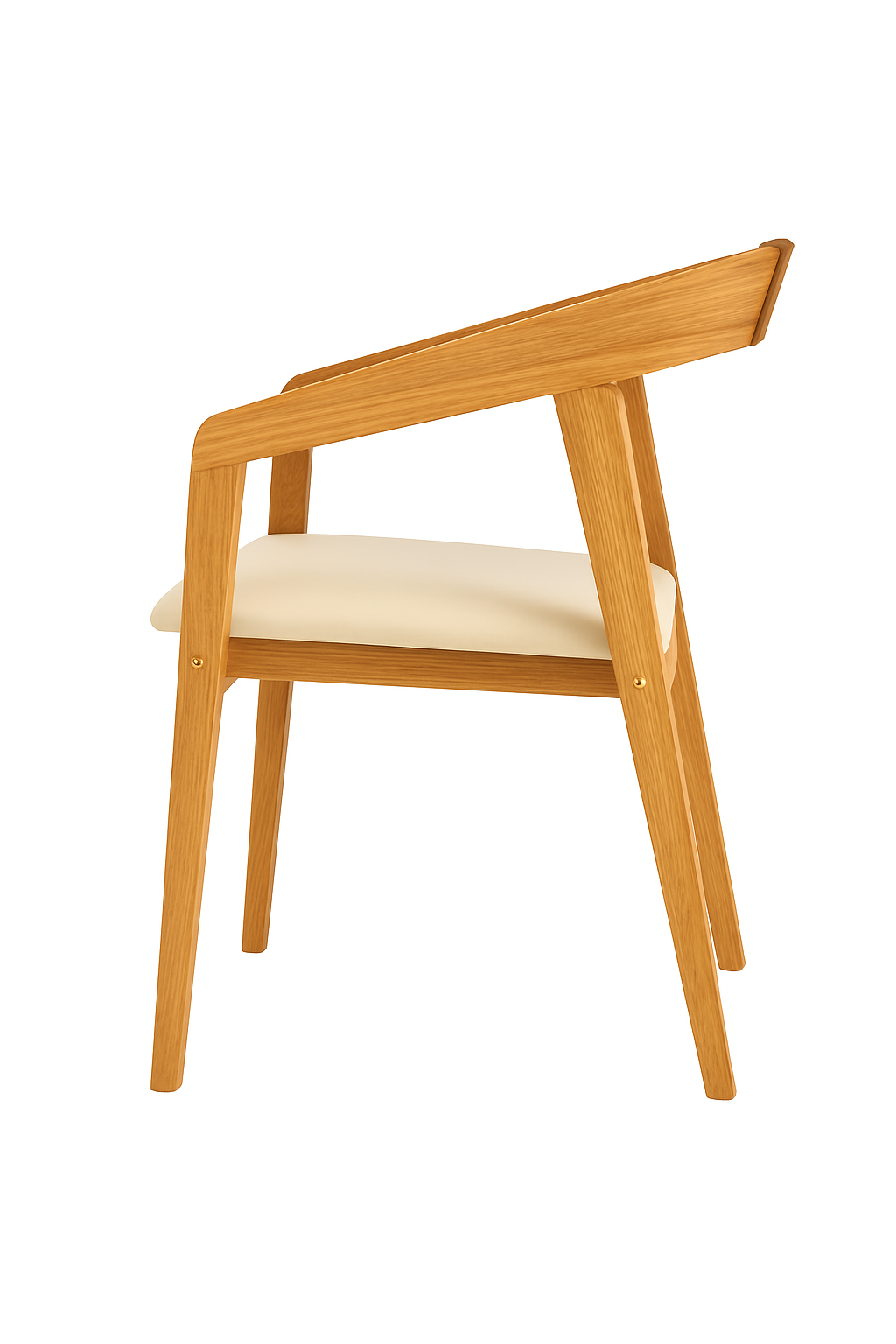 Minimalist Solid Oak & Cream Accent Chair – Modern Wooden Armchair for Living Room & Office