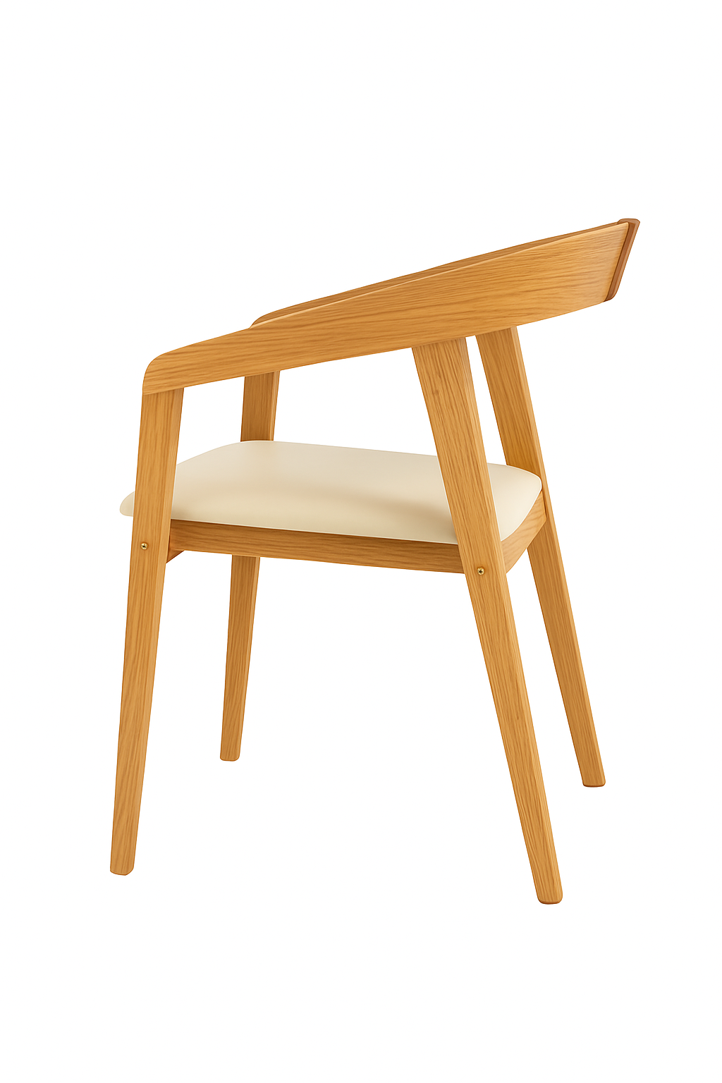 Minimalist Solid Oak & Cream Accent Chair – Modern Wooden Armchair for Living Room & Office