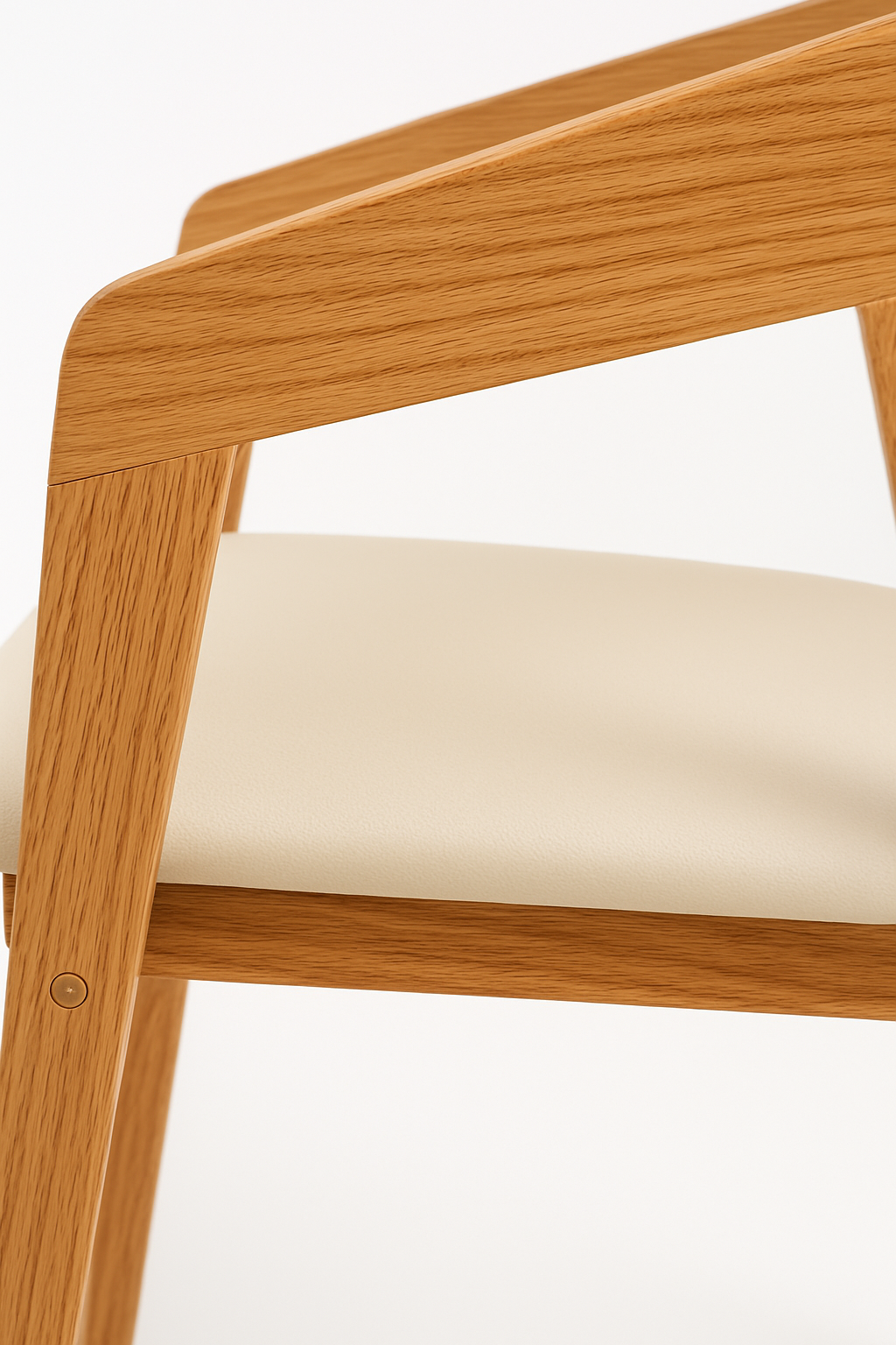 Minimalist Solid Oak & Cream Accent Chair – Modern Wooden Armchair for Living Room & Office