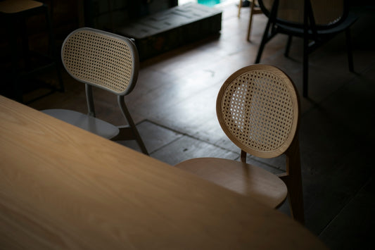 two brown and gray chairs