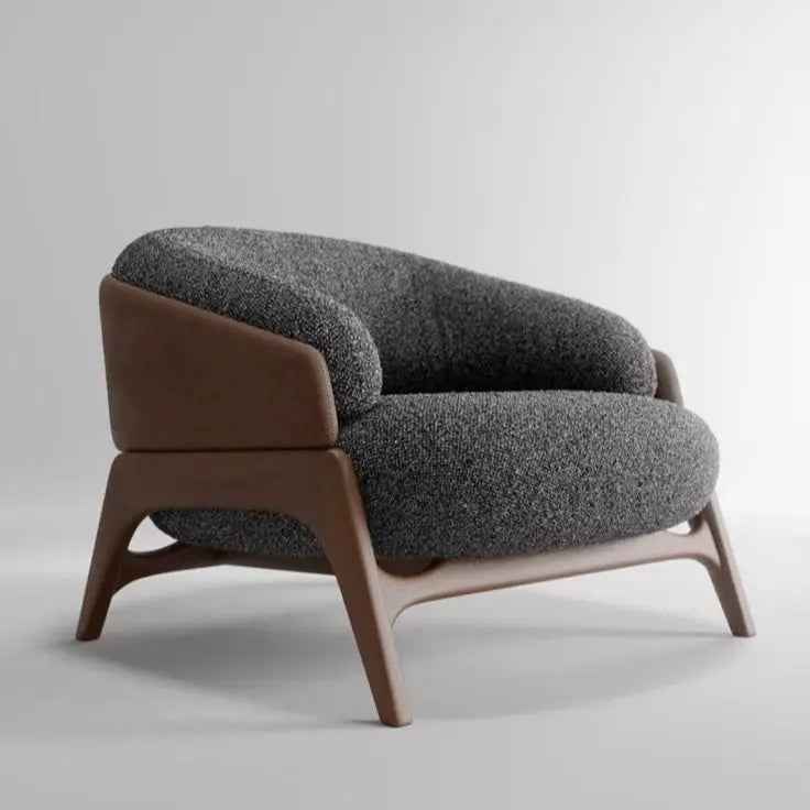 Modern Lounge Chair – Sculpted Frame with Textured Upholstery