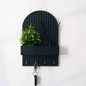 Modern Black Wall-Mounted Organizer with Hooks – Key Holder & Decorative Shelf