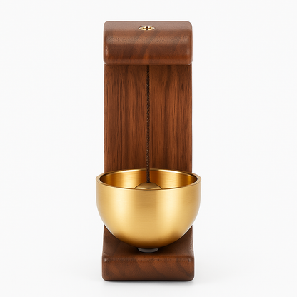 Luxury Wooden & Brass Wall Hanging Doorbell – Minimalist Home Decor
