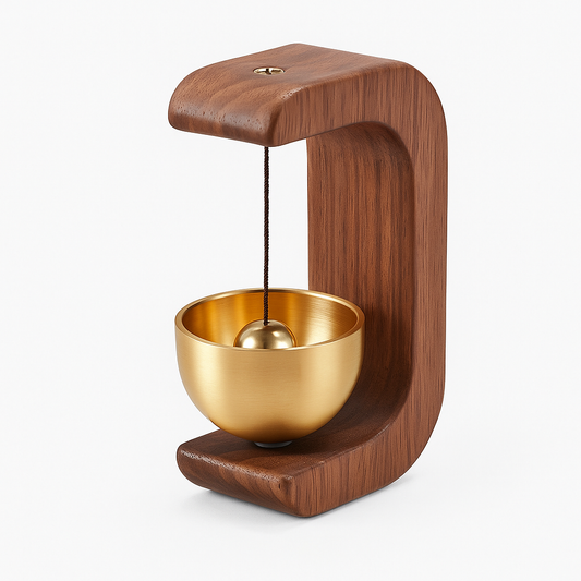Luxury Wooden & Brass Wall Hanging Doorbell – Minimalist Home Decor